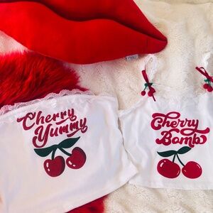 NewNWOT from Rose Seek Clothing 2 pc Cherry lace cami and sleeveless bandeau set